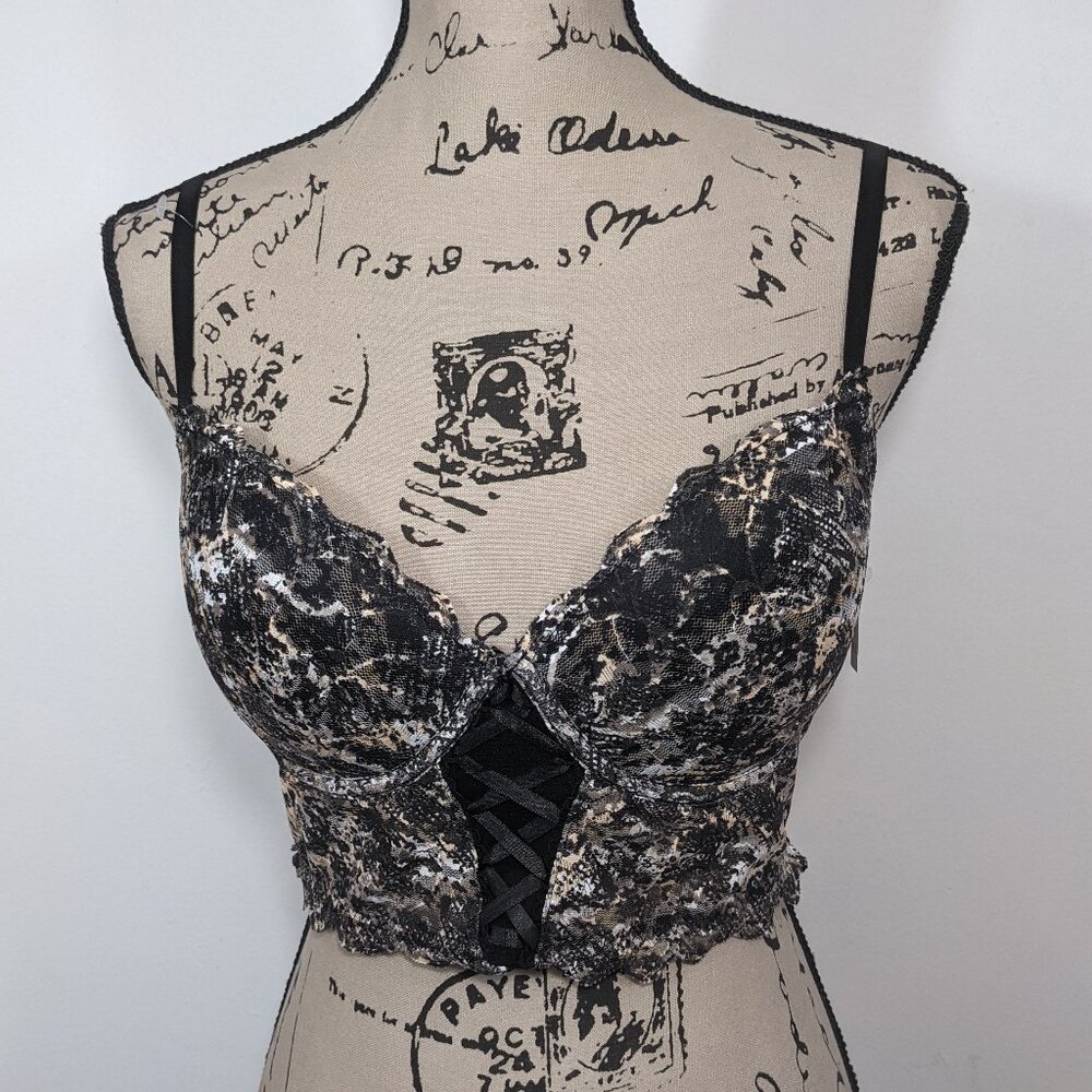 NWT Cato Est. 1946 Bra Lace Up Push Up Padded Mesh Multicolor Size 36C